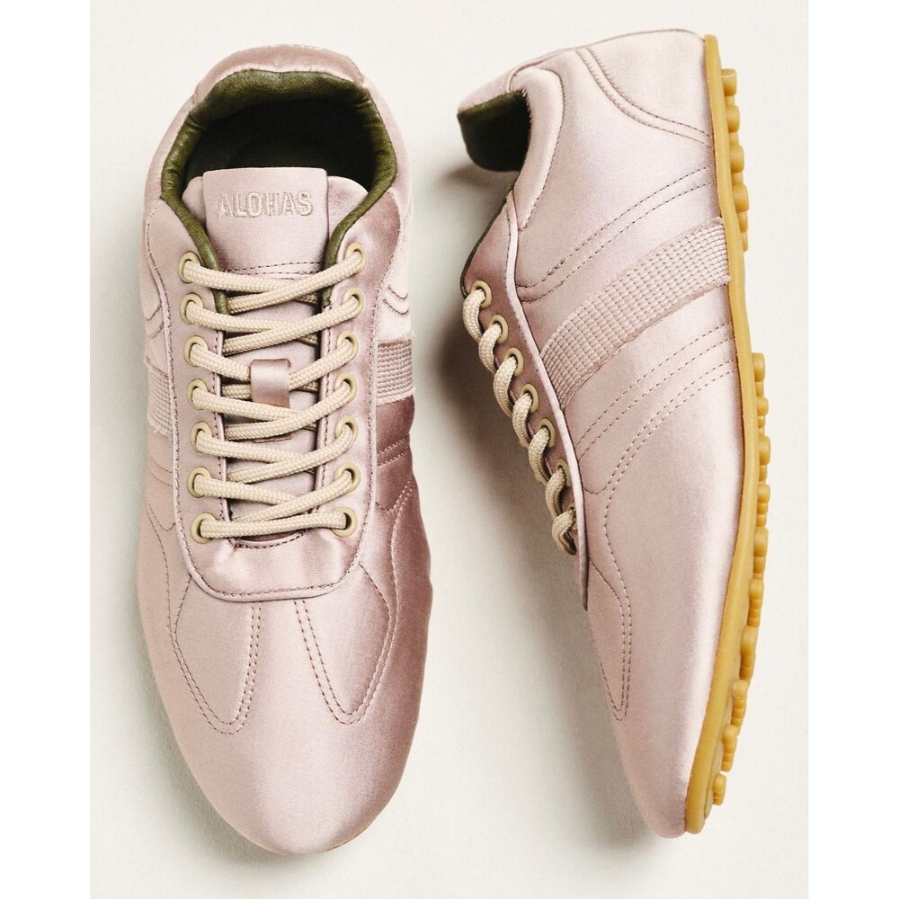 ANTHROPOLOGIE ALOHAS Women New US 10 10.5 Sneakers Metallic Lace Up Rife Sheen